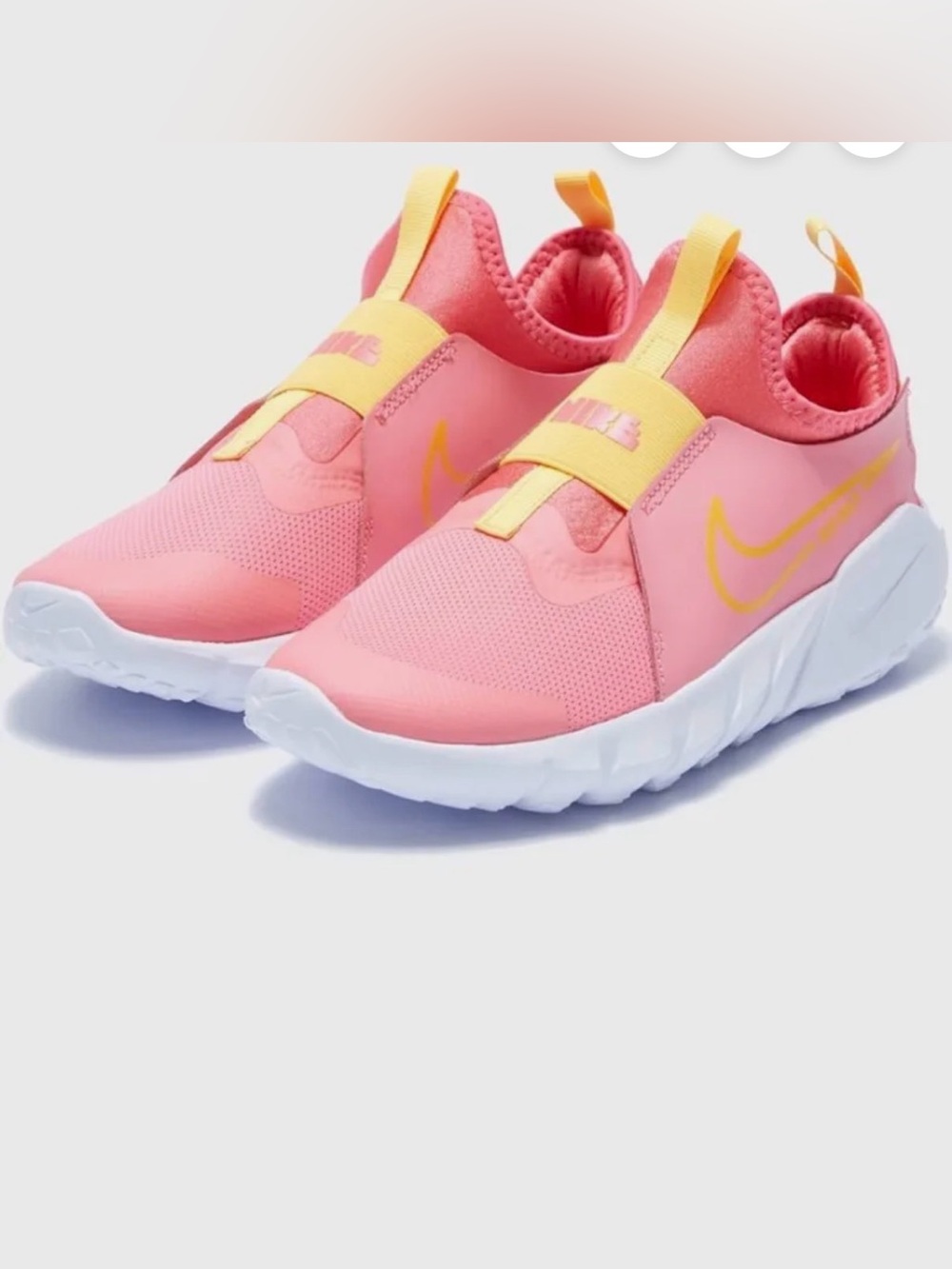 Nike Kids Pink and Yellow Slip-On Athletic Sneakers Flex Runner